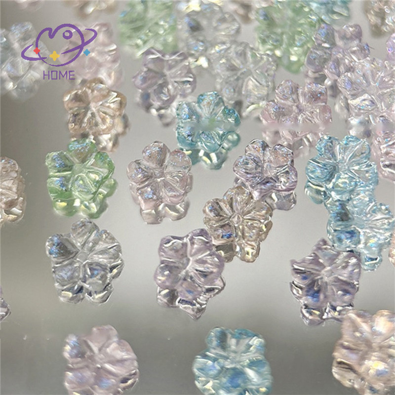 [mayhome] 100 ชิ้น/แพ็ค DIY Nail Art Decor Icy Little Flower Nail Drills ห้ากลีบดอกไม้เครื่องประดับเล็บแต่งเล็บเพชรออกแบบ {TH}