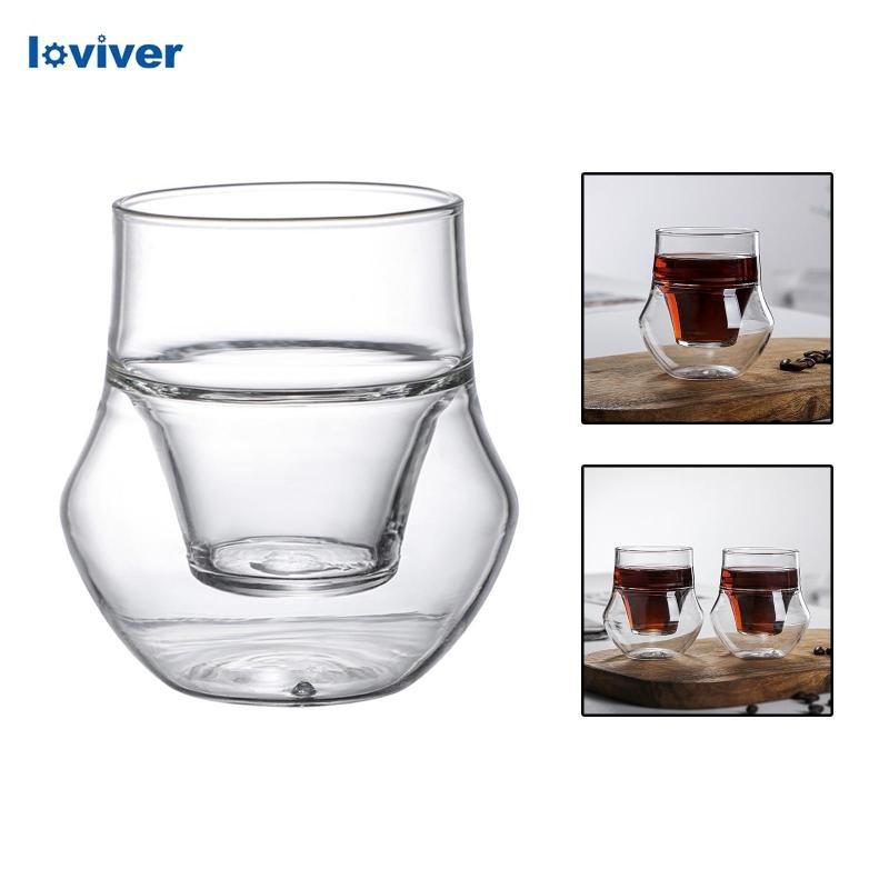 [Loviver] แก้วกาแฟแก้วคู่ถ้วยดื่มปฏิบัติใสสําหรับบาร์ปาร์ตี้ในครัวเรือน