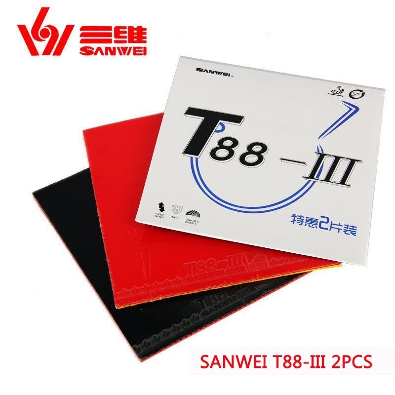 ยางปิงปอง SANWEI T88-III 2PCS T88-3 ฟองน้ําปิงปองยาง (สีดํา+แดง)