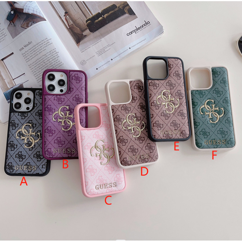สําหรับ iphone15/14pro//14promax/13/13pro/กรณี/ พัฟ Guess ไฟฟ้า /12promax/ เคส Iphnoe