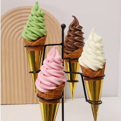 โมเดลไอศกรีมโคน ไอศกรีมซอฟต์เสิร์ฟ ไอศครีมปลอม กรวยแหลม สวยหวาน ตกแต่งร้านค้า พร๊อพถ่ายรูป แบบจำลองการศึกษา