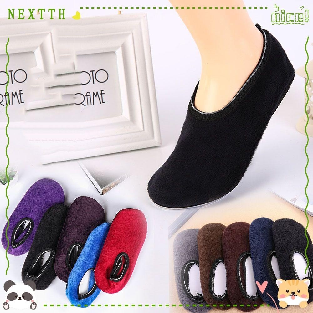 Nextth ถุงเท้าพื้นห้องนอนรองเท้าแตะลําลอง Antislip Thicken กํามะหยี่
