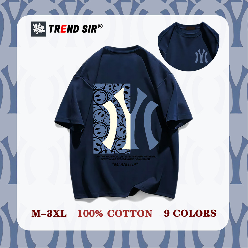 TrendSir พร้อมส่ง เสื้อยืด เสื้อยืดแขนสั้น MLB ผ้าคอตตอน 100% Cotton 9สี M-3XL