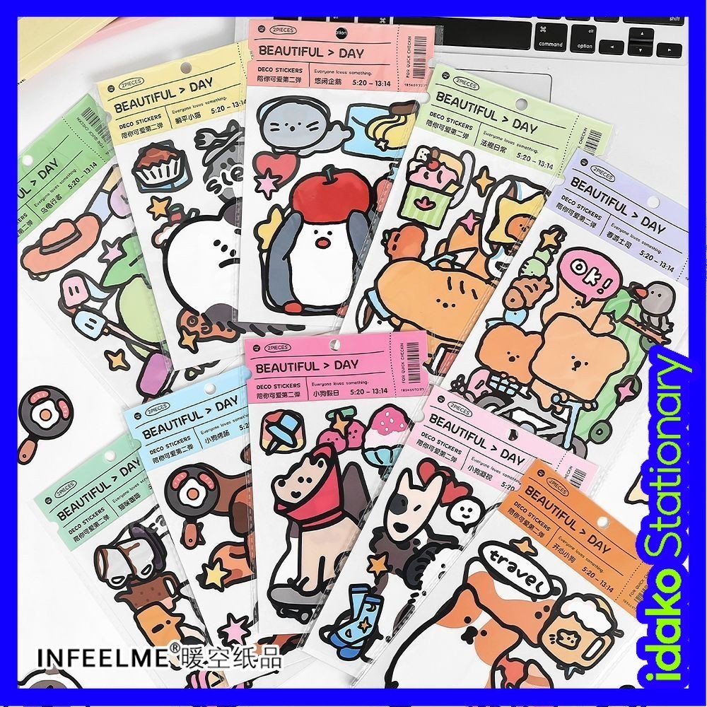 Idako [Accompany You Cute Series] Vol.2 กระดาษสังเคราะห์ 2 ชิ้นสติกเกอร์กาวคู่มือน่ารัก Goo Card SS119