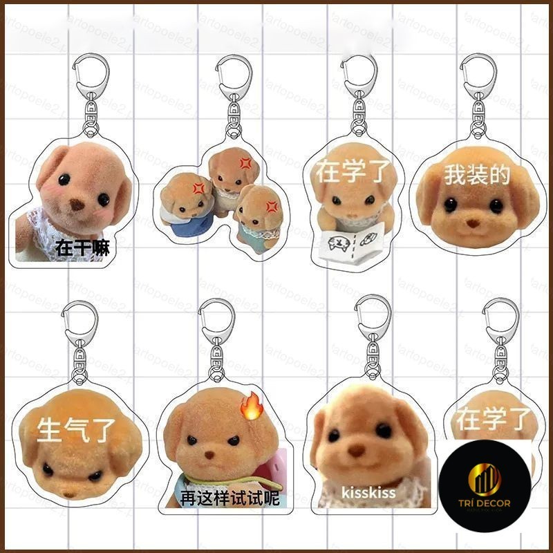 SYLVANIAN FAMILIES Kira Sylvanian Poodle ครอบครัวการ์ตูน Acyl พวงกุญแจพวงกุญแจกระเป๋าจี้ตกแต่งคู่