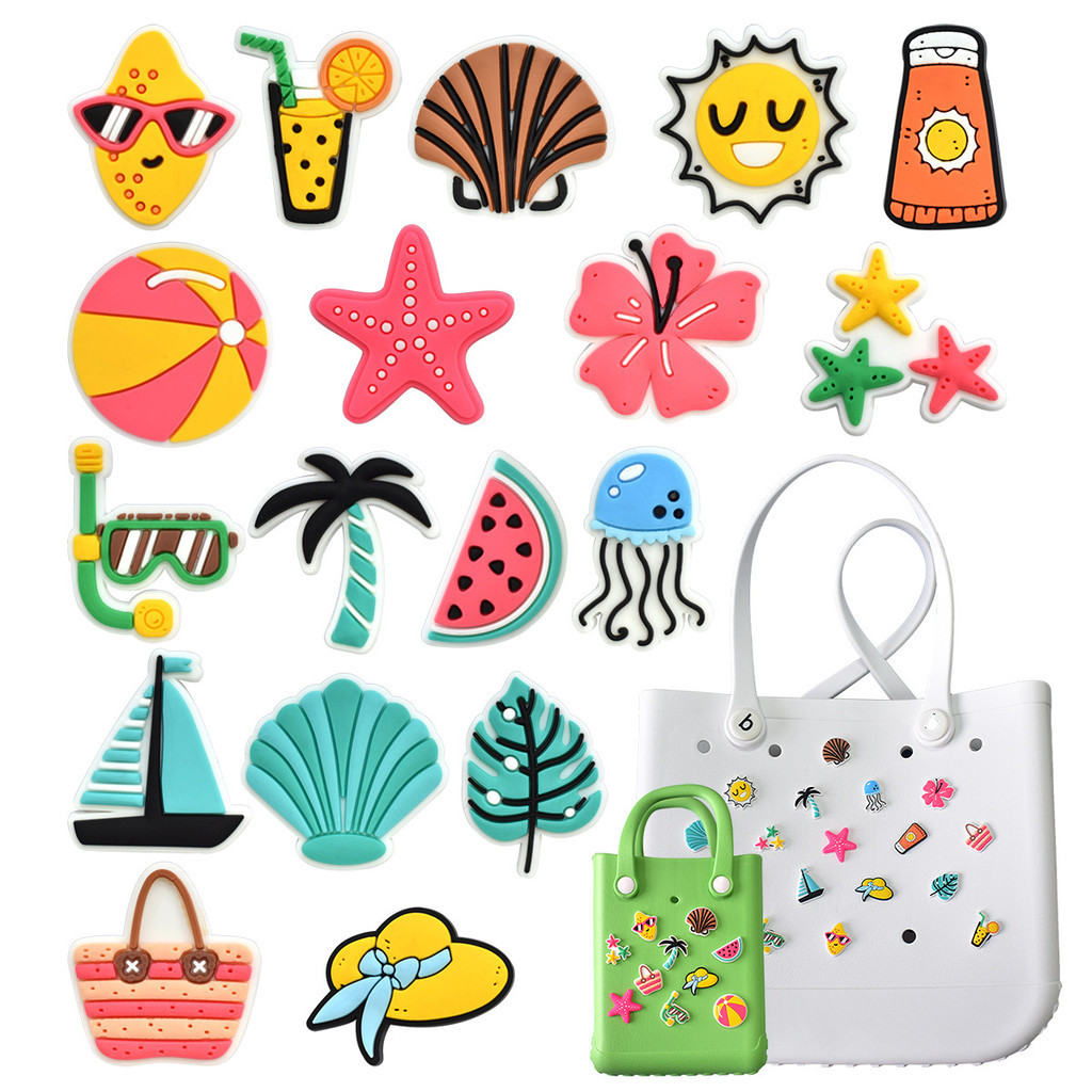 การ์ตูนแตงโมสับปะรด Croc Jibbitz Charm แว่นกันแดดชายหาดฤดูร้อน Crocs Charms ดอกทานตะวัน Jibitz Crocks สําหรับผู้หญิงอุปกรณ์เสริมรองเท้า
