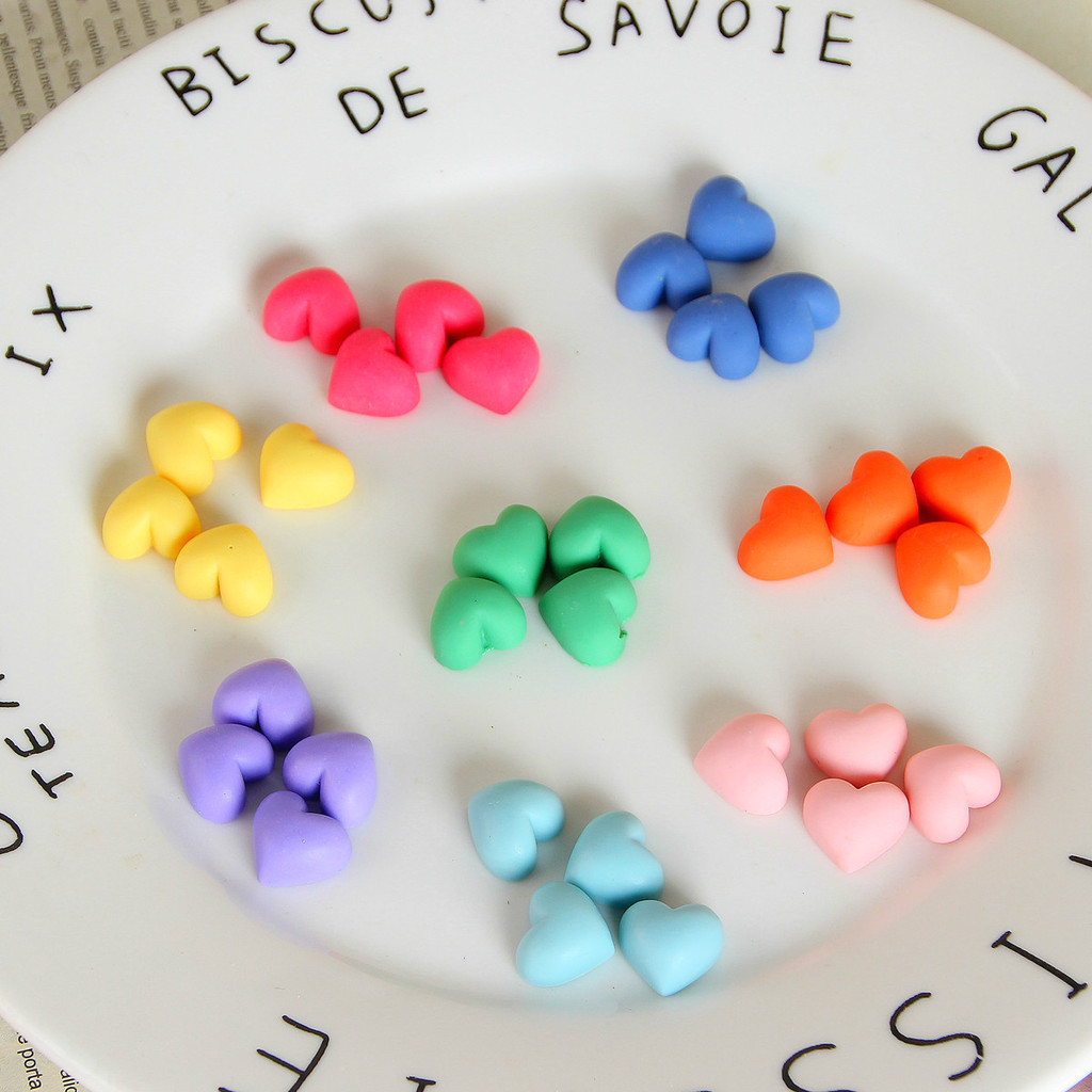 มินิขนาดฝ้าหัวใจพีชน่ารักแพทช์6สีเป็นอุปกรณ์เสริมต่างหูทำมือ DIY ญี่ปุ่น