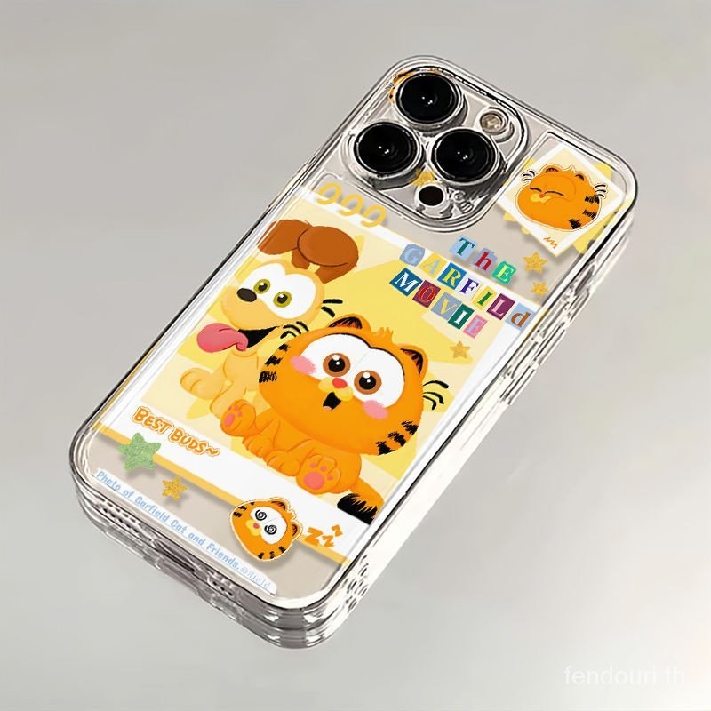 การ์ตูนสนุกกราฟฟิตีสำหรับเด็ก Garfield เคสโทรศัพท์มือถือแบบใสสำหรับ iPhone 15 13 PRO MAX 12 11 Pro 8 PLUS 14 XR กันกระแทก7 plus XS MAX 12 14 PRO MAX 11กันฝุ่นกันตก
