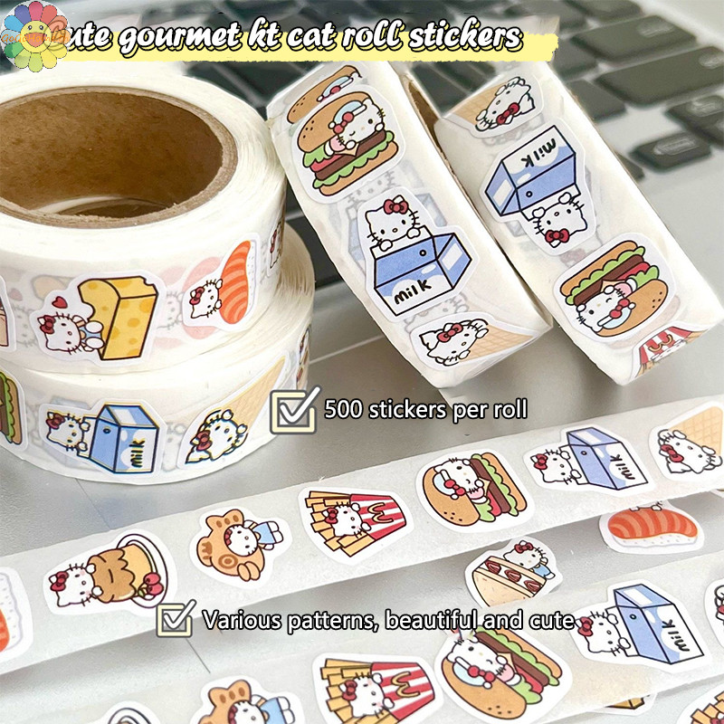 Gogo 1 ม้วน Sanrio Hello Kitty สติกเกอร์สแควร์สําหรับแล็ปท็อปโทรศัพท์ถ้วยน้ํามือถือ Scrapbooking Diy ตกแต่งหัตถกรรม TH
