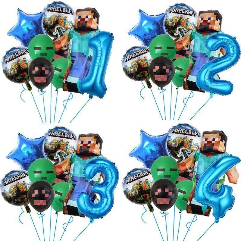 Minecraft Boys Balloon Set Roblox Creeper ธีมเกมตกแต่งวันเกิด