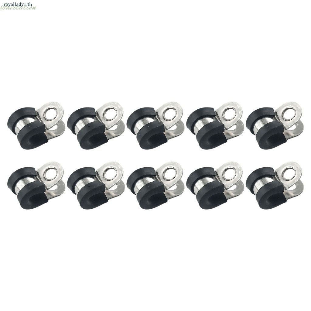 [มีในสต็อก] 10 ชิ้นยางเรียงราย P Clamp Cable Mount ท่อยึดท่อสแตนเลส