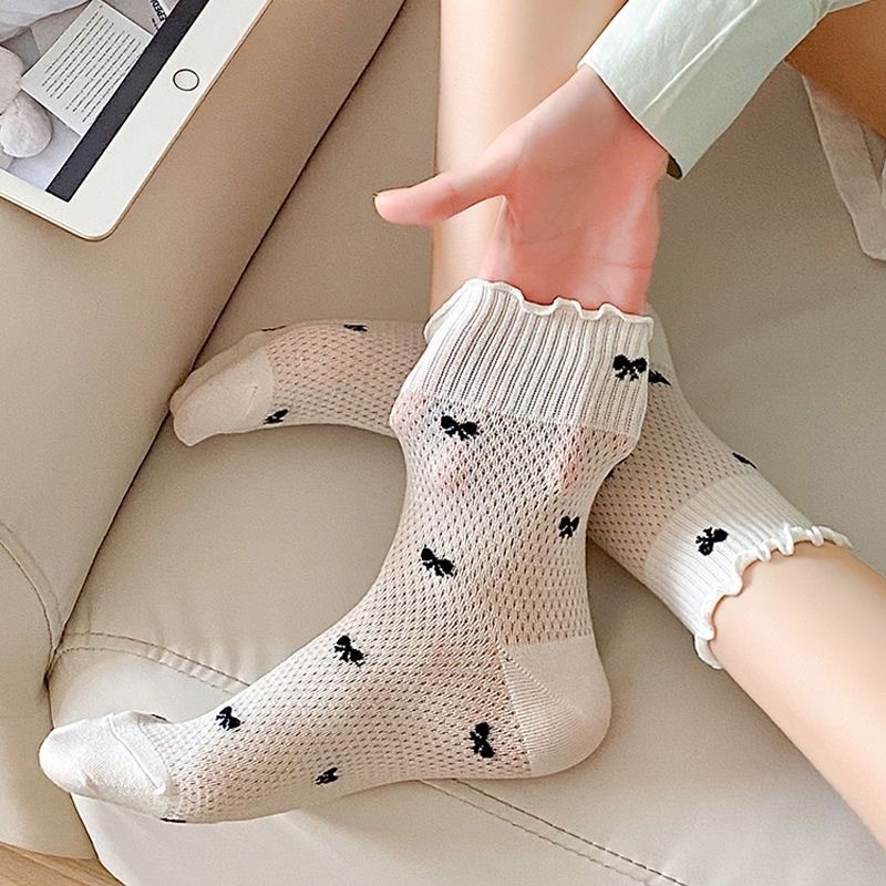 💖พร้อมส่งในไทย🧦ถุงเท้าข้อสั้น jk ญี่ปุ่น ถุงเท้าโบว์ หวาน น่ารัก สไตล์มหาลัย