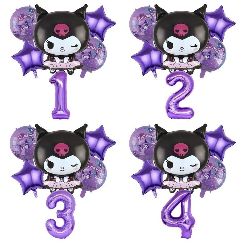 6ชิ้น/เซ็ตการ์ตูนคุโรมิแฟนตาซีบอลลูนมายากลสาววันเกิดอุปกรณ์ตกแต่ง