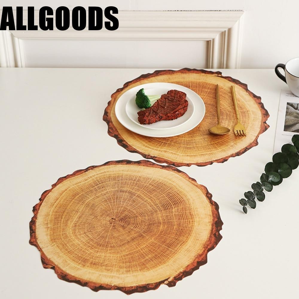 Allgoods แผ่นรองจานสไตล์นอร์ดิก, แผ่นรองจานลายไม้ธรรมชาติที่สมจริง, อุปกรณ์ครัว Stain-Resistant Elegance แผ่นรองบนโต๊ะอาหารกันน้ํากิจกรรมกลางแจ้ง
