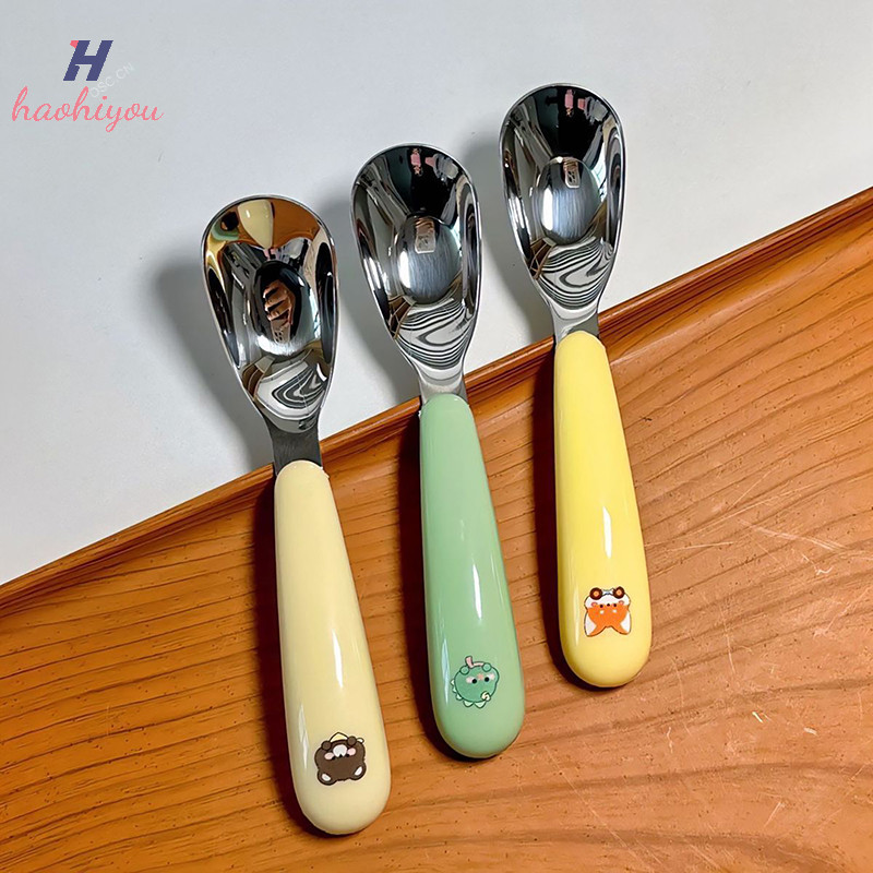 <haohiyou> ช้อนครัวเรือนฤดูใบไม้ร่วงป้องกัน 304 สแตนเลสเด็กทารกเด็กเสริมอาหารช้อนบนโต๊ะอาหารสาว