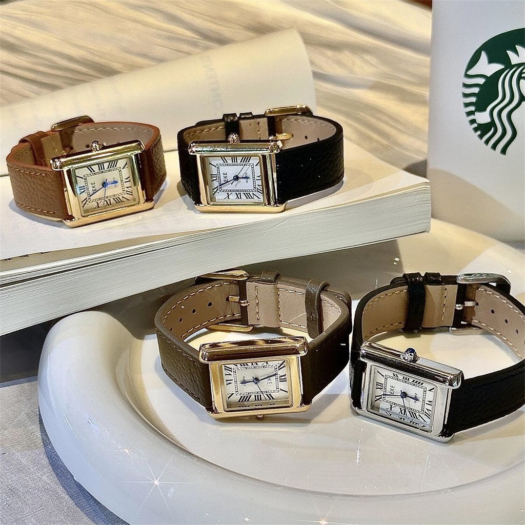 ของแท้หนังคลาสสิกนาฬิกาข้อมือผู้หญิง High-End กันน้ํา Pointer Mechanical Quartz นาฬิกา