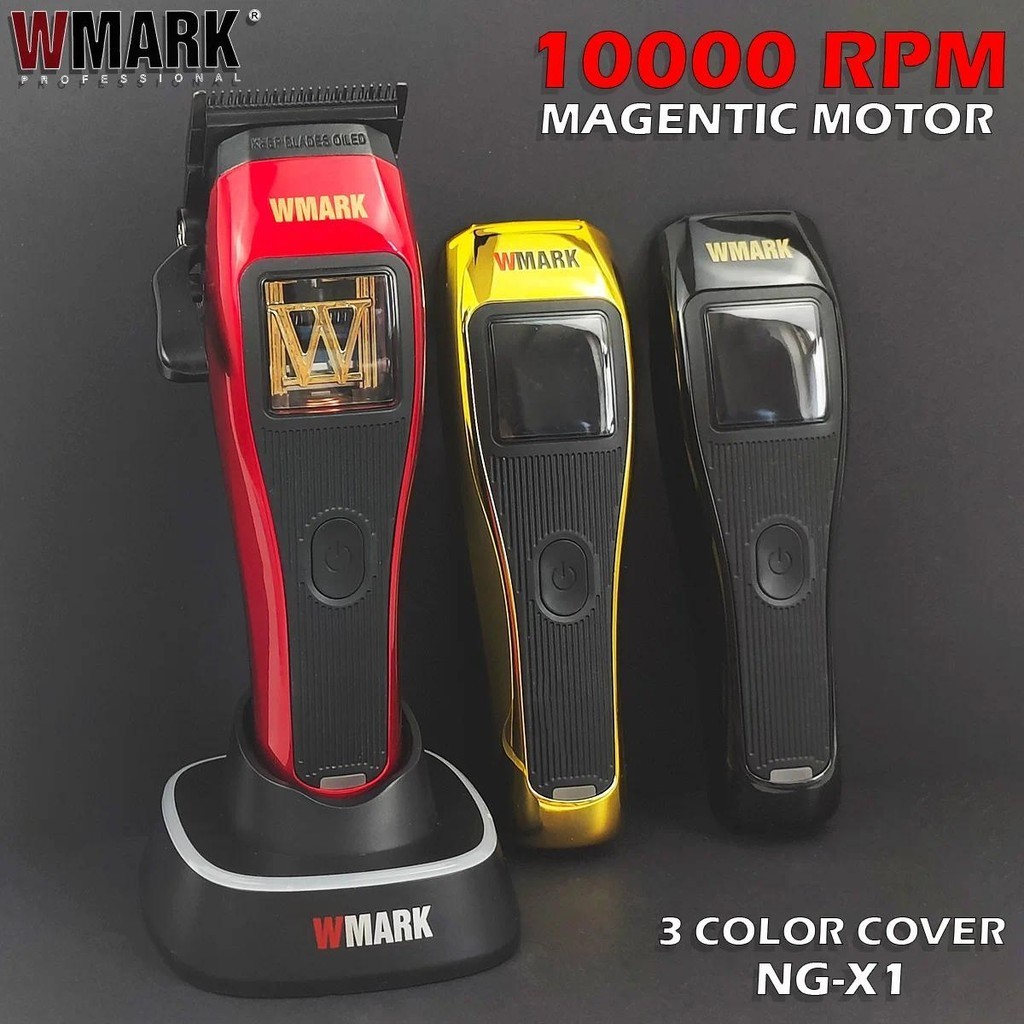 WMARK NG-X1 10000RPM มอเตอร์แม่เหล็ก 3 สี Professional Hair Clipper เครื่องตัดผมกําลังสูงตัดผม Trimm