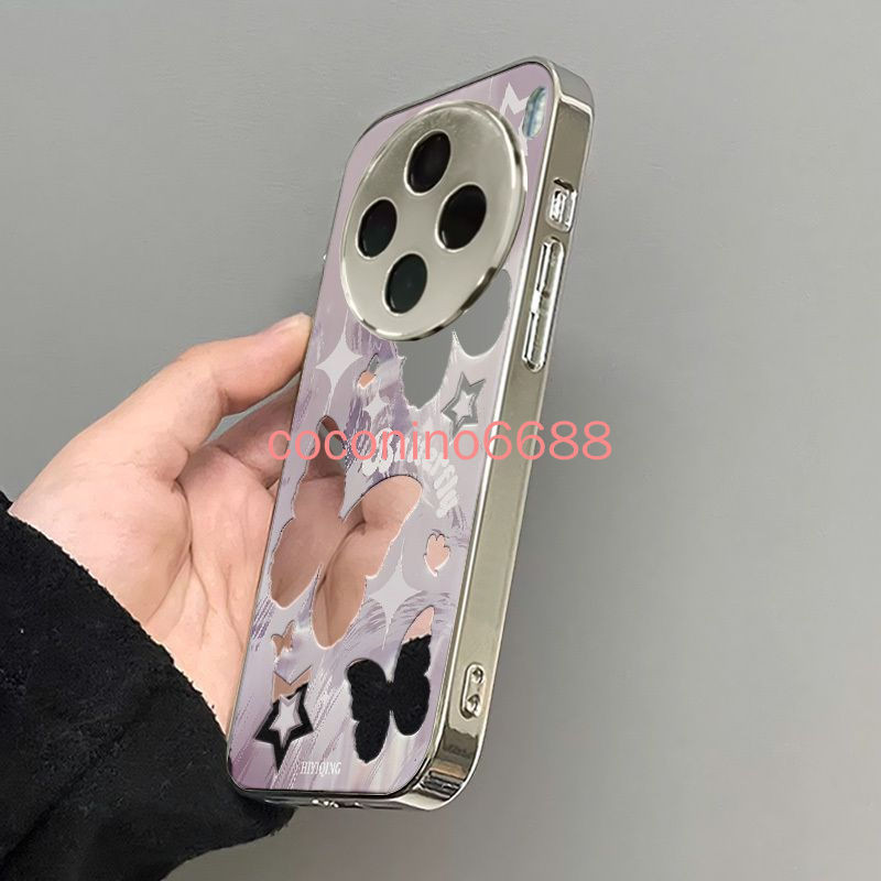 ฟรีฟิล์มด้านหลัง Vivo X100 Ultra X100S Pro เคสโทรศัพท์ x100ultra Gradient Hollow ผีเสื้อ vx90pro Hig