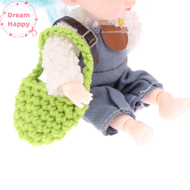 Dreamhappy 1/12 ตุ๊กตาทอกระเป๋าสะพายตุ๊กตา Mini Crossbody กระเป๋ากระเป๋าถือสําหรับตุ๊กตาแต่งตัว Acee