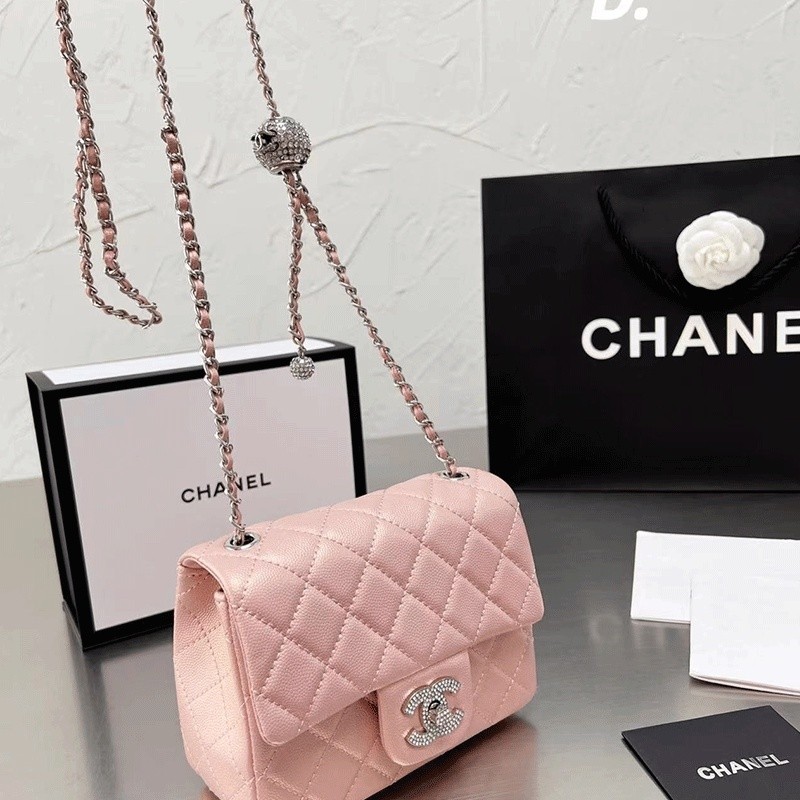 Cc summer explosion new diamond square fat chain bag lea