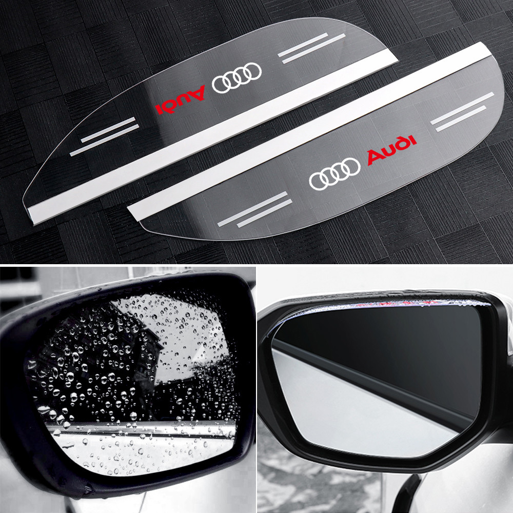 2pcs รถ Rain Eyebrow ฝาครอบด้านหลังกระจก Visor สติกเกอร์ Auto Accessorie สําหรับ Audi TT A1 A2 A3 A4