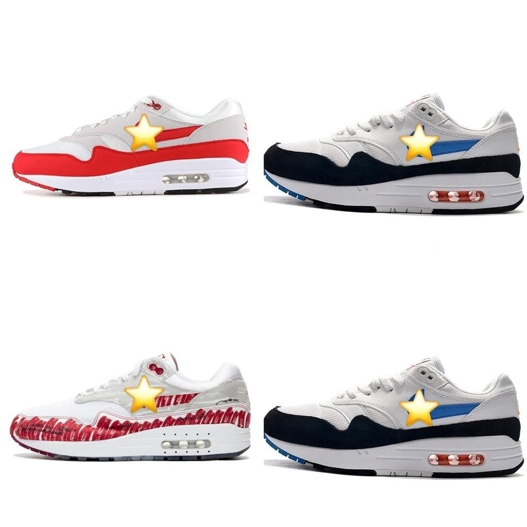 Super Low Noise Original Air Max 1st ครบรอบรองเท้าผู้ชายสีดำ AH8145-003-109-006-400 unisex AIRMAX 1 