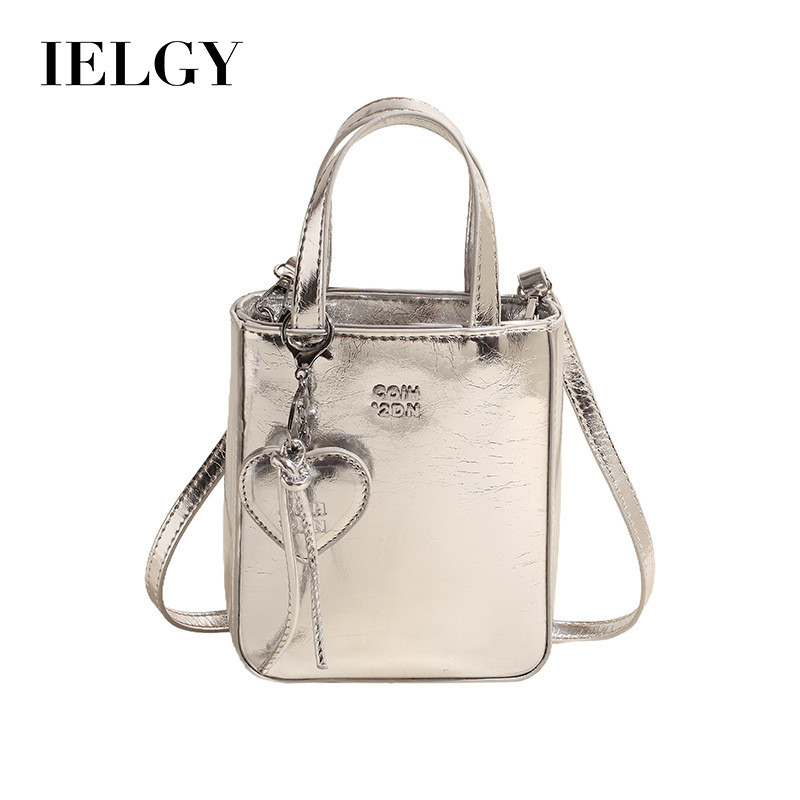 Ielgy Silver Mobile Phone Bag Summer Fashion All-Match One-Shoulder Crossbody