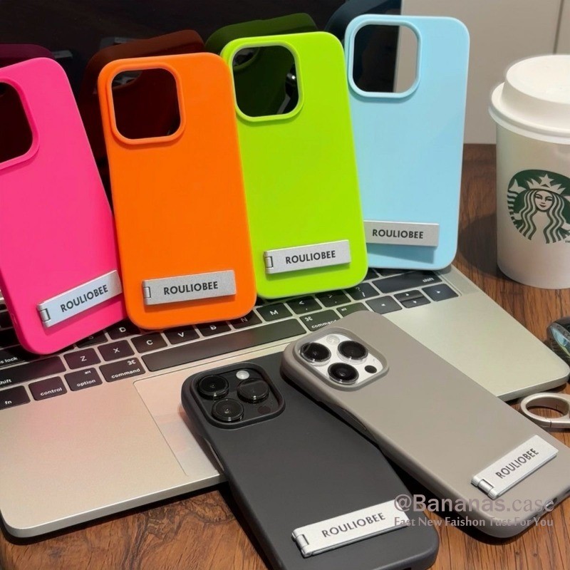 Iphone 15 14 13 12 11 Pro Max X Xr Xs Max 7 8 Plus SE2020 เคสโทรศัพท์สีลูกกวาด + ขาตั้งโลหะแพ็คฝาหลังแบบนุ่ม