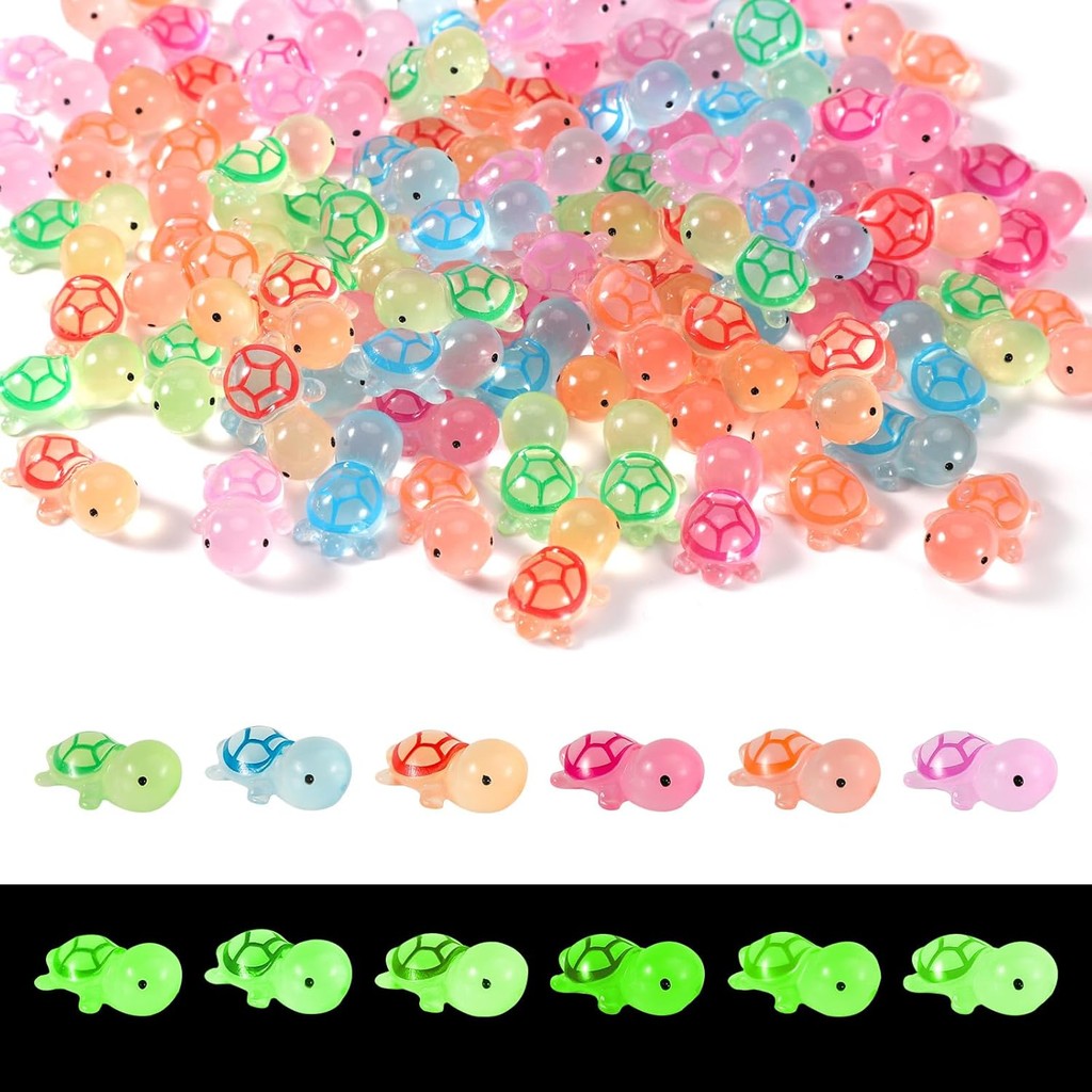 10/20/30/50/100pcs Luminous Mini Sea Turtle Figurine, Glow in Dark Tiny Resin Miniature เต่าตัวเลขสัตว์ทะเลขนาดเล็กของเล่น
