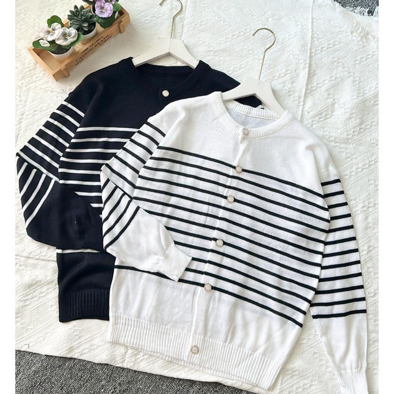 Zeivor - ZFS NANDA WOMENS STRIPE CARDIGAN / VALINDA KNIT CARDIGAN / LONG-SLEEVED CARDIGAN / WOMENS S