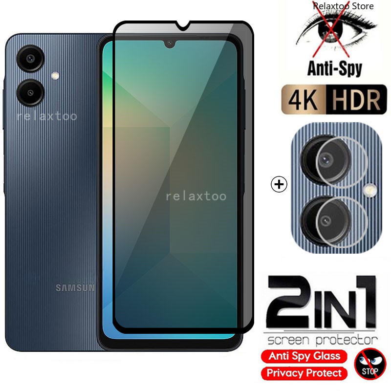 SAMSUNG 2in1 ความเป็นส่วนตัวป้องกันหน้าจอฟิล์มแก้วสําหรับSamsung Galaxy A06 06 36 A 56 A16 A26 A36 A56 4G 5Gเต็มโค้งAnti Spyหน้าจอด้านหน้ากลับเลนส์ป้องกันกระจกนิรภัยฟิล์มโทรศัพท์