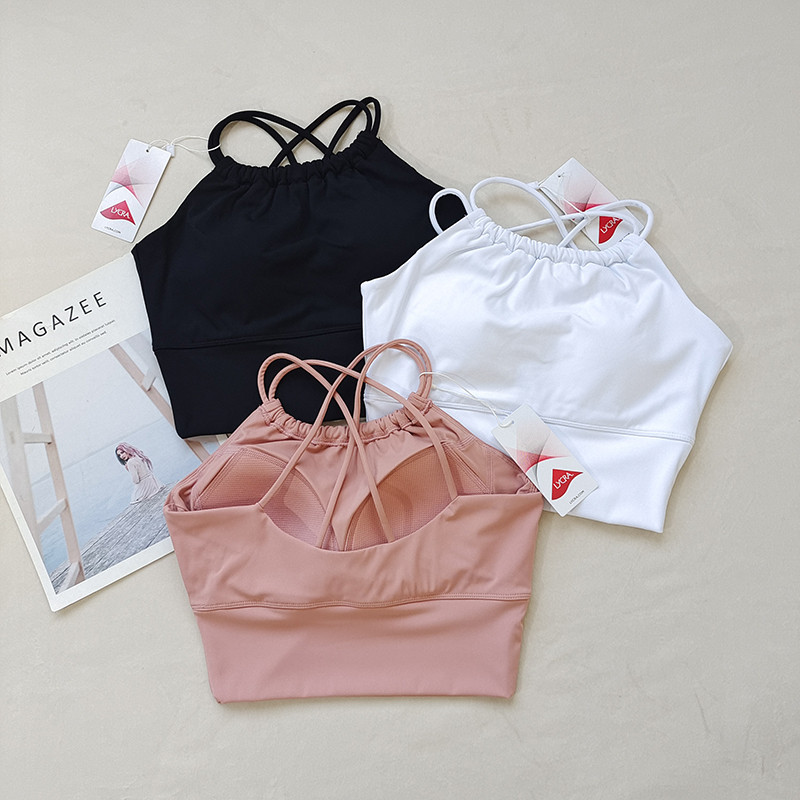 【MAGGIEYOGA】สปอร์ตบรา แผ่นรองหน้าอกกันกระแทก เสื้อโยคะแบบออลอินวัน สายสปาเก็ตตี้ บราโยคะแบบระบายความร้อนข้ามหลังและสวยงาม