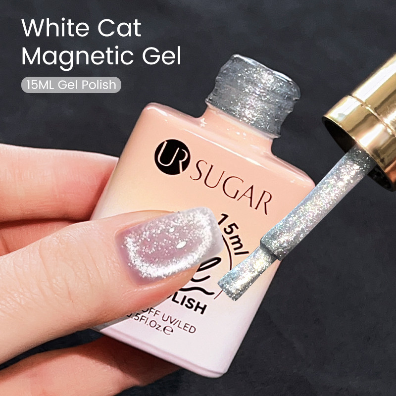 Ur SUGAR 15ml สีขาวสดใสแมวแม่เหล็กเจลสีเจลยาทาเล็บ Galactic Effect Moonlight เจลแม่เหล็กคริสตัลเจลโปแลนด์ - รูปที่ 2