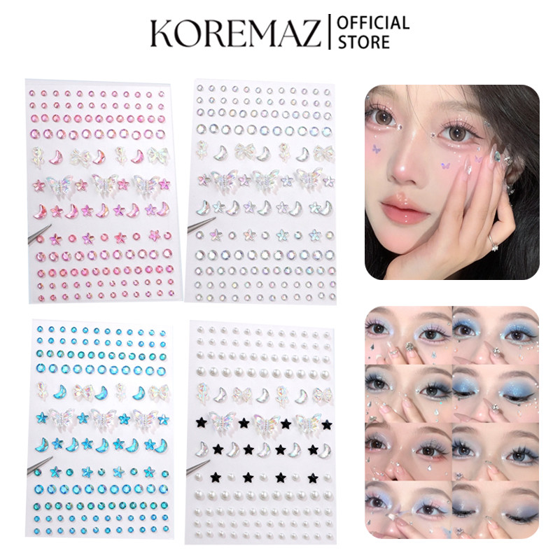 Koremaz แต่งตา เพชรเงา เพชรน้ําตา สติ๊กเกอร์แต่งหน้าเด็ก สติ๊กเกอร์หน้า อุปกรณ์หน้า เพชรมุกผีเสื้อ พลอยเทียมเวที แท่งกลางคิ้ว