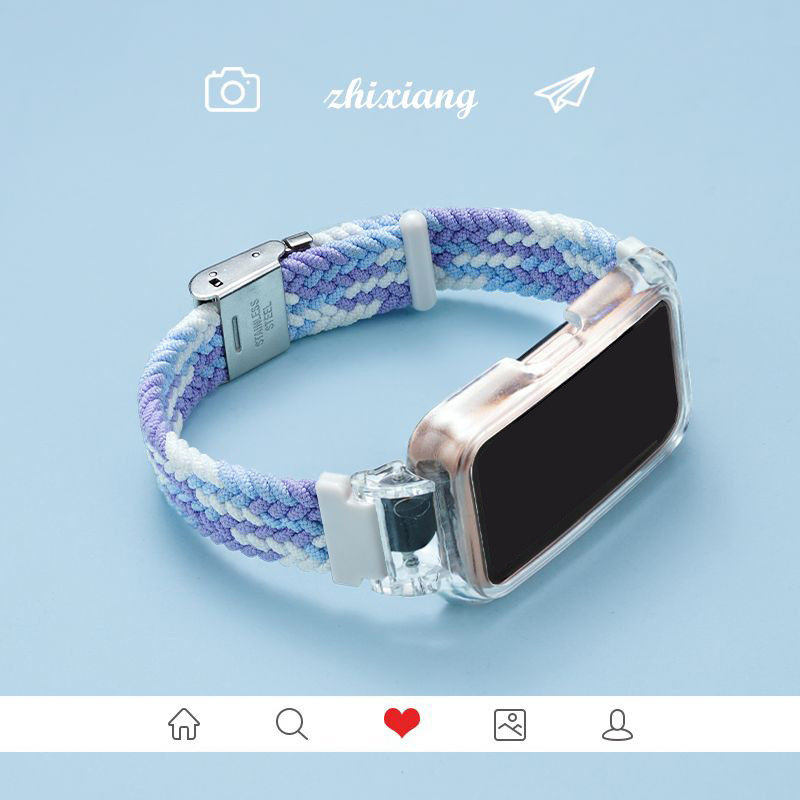 ยืดหยุ่นปรับโลหะสายไนลอนสําหรับ Samsung Galaxy Fit 3 สร้อยข้อมือสมาร์ทวอทช์เปลี่ยนสายรัดข้อมือ