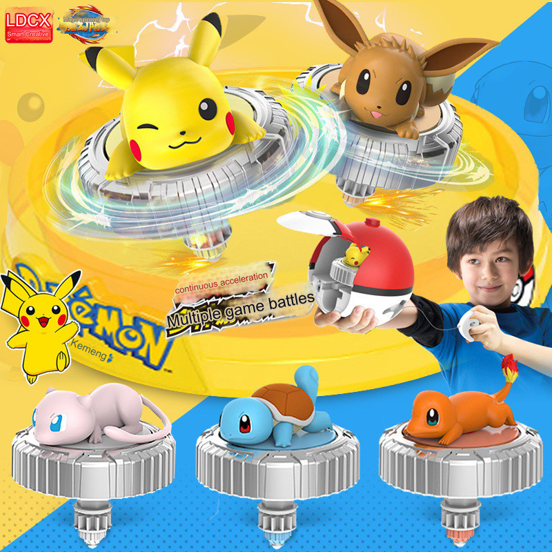 Pokemoned Spinning Top Toy Fantasy Pikachura Line Battle หมุน Battle Disk Set Pikachu Action Figure
