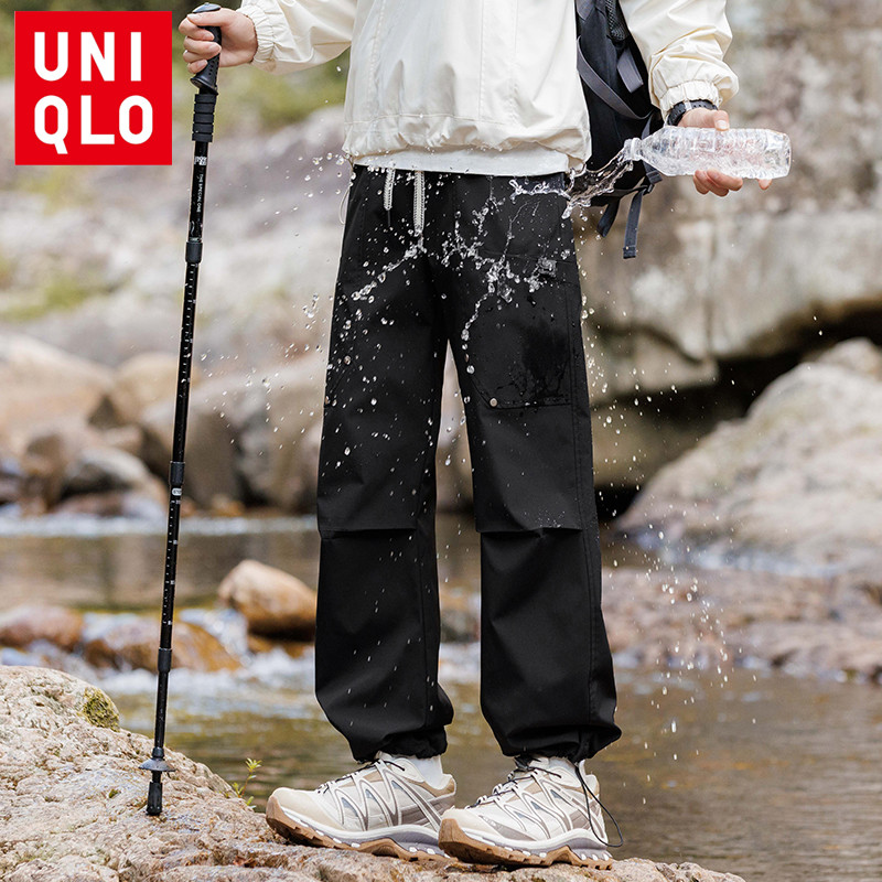 UNIQLO ยูนิโคล่ ทหารคุณภาพสูงกันน้ําทนต่อการสึกหรอกางเกงขายาวยางยืดแบบปรับได้กางเกงกันน้ําและป้องกันรอยขีดข่วน