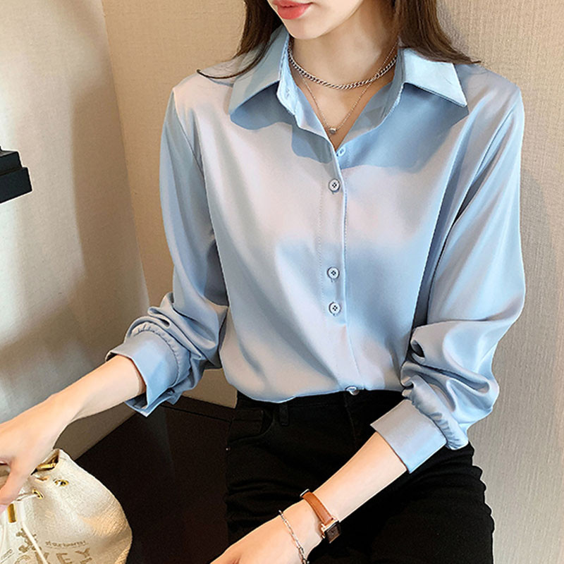 เสื้อเชิ้ตผ้าชีฟองผู้หญิงต้นฤดูใบไม้ผลิแบบใหม่แฟชั่นดีไซน์คนส่วนน้อยเสื้อเชิ้ตสีขาวทรงหลวมทับซ้อนกันเสื้อตัวในเราปิด chdf