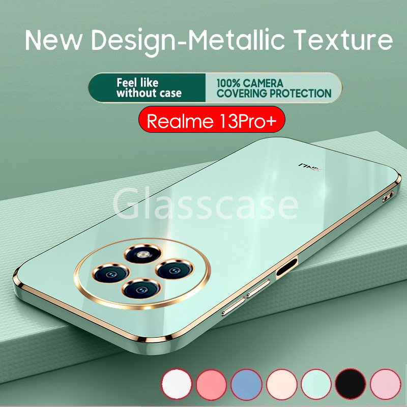 ปลอกสําหรับrealme 13 Pro Plus 13+ 13X Realme13 + 13Pro 13Pro + SquareชุบGlossy Softเคสโทรศัพท์กล้องเลนส์ป้องกันแฟชั่นคู่ปลอกกันกระแทกฝาหลัง