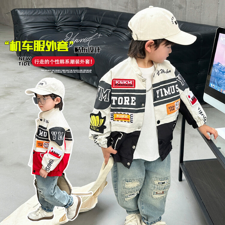 ชายรถจักรยานยนต์แจ็คเก็ตเด็กแจ็คเก็ตกลางเด็กเล็กแฟชั่นท็อปส์