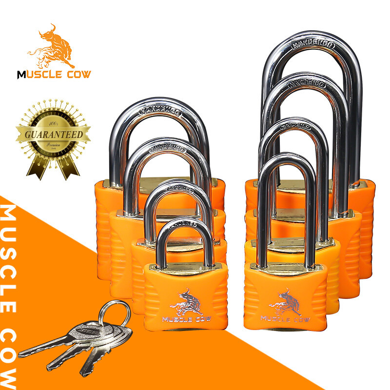 MUSCLE COW กุญแจเคลือบยาง กุญแจกันน้ำ กันสนิม กุญแจประตู กุญแจลิ้นชัก มี 2 แบบ ขนาด 37mm 44mm 55mm 65mm