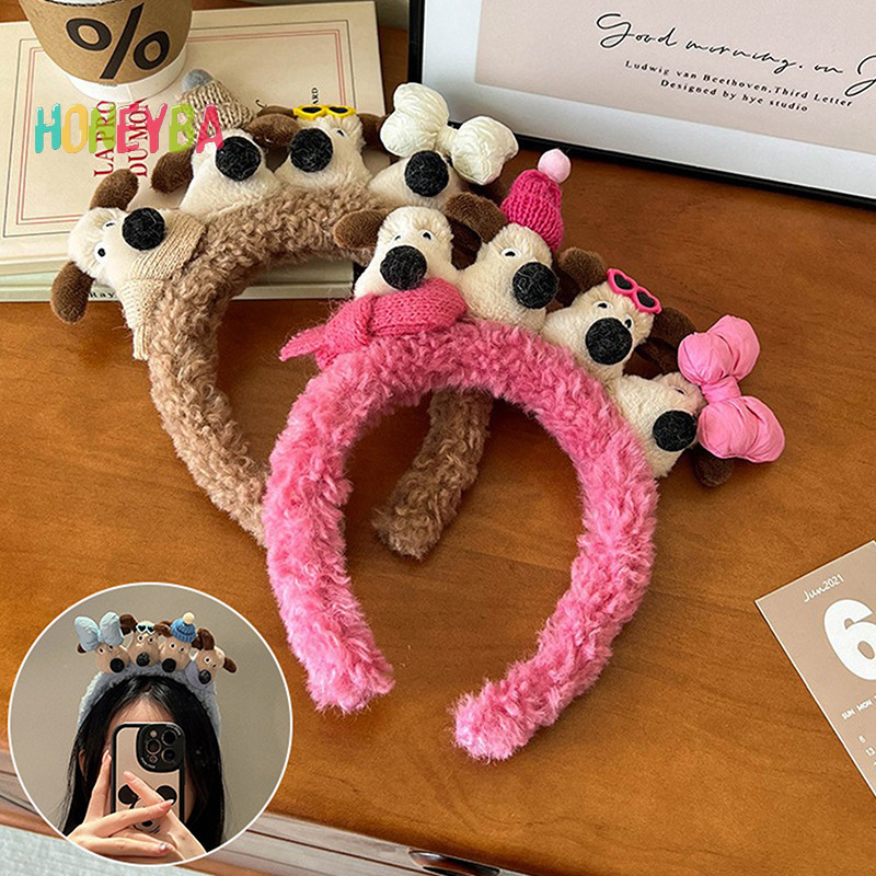 <Honeyba>ภาพเคลื่อนไหวGromit Wash Your Faceใส่แต่งหน้าการ์ตูนตุ๊กตาสุนัขหวานสไตล์HeadwearของขวัญวันเกิดสําหรับสาวNice