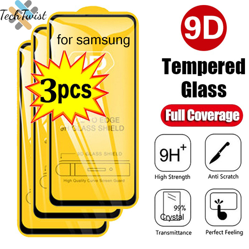 9D กระจกนิรภัยแบบเต็มสำหรับ Samsung A56 A55 A07 A17 A05 A05S A06 A15 A16 A26 A36 A22S S20 S22 S23 S24 S25 Ultra FE Plus