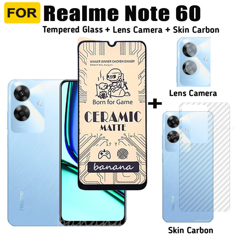 Realme Note 60 Ceramic Frosted Soft Film Realme Note 50 ตัวป้องกันหน้าจอ 3 in 1 ตัวป้องกันเลนส์กล้อง