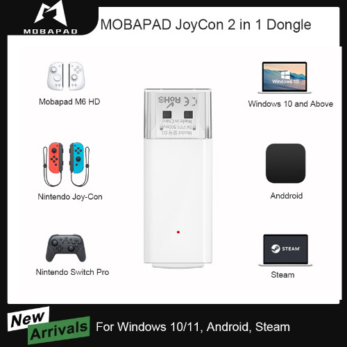 Mobapad D1 อะแดปเตอร์คอนโทรลเลอร์ไร้สายสําหรับ PC,Android,แพลตฟอร์มนึ่งตัวรับสัญญาณ USB สําหรับ Mobapad M6 HD,Nintendo Switch Pro