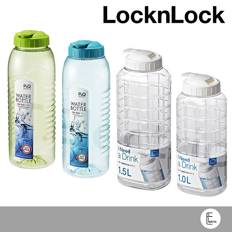 Locknlock กระบอกน้ำ สีฟ้าและสีเขียว 1.5 ลิตร รุ่น P-00097B / P-00097G / ขวดน้ำลายตาราง ขนาด 1 ลิตร ร