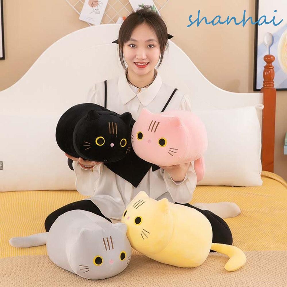 Shanhai แมวดําตุ๊กตาพวงกุญแจ,การ์ตูนแมว 25/35 ซม.แมวหมอนของเล่นตุ๊กตา,ตุ๊กตาตุ๊กตา PP ผ้าฝ้ายสัตว์น่ารักตุ๊กตาของเล่นเด็ก