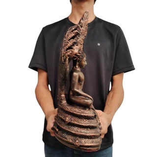 พระประจำวันเสาร์ ปางนาคปรก สีนาก ขนาด 5 นิ้ว สูง 11 นิ้ว sumpatichami_ppk