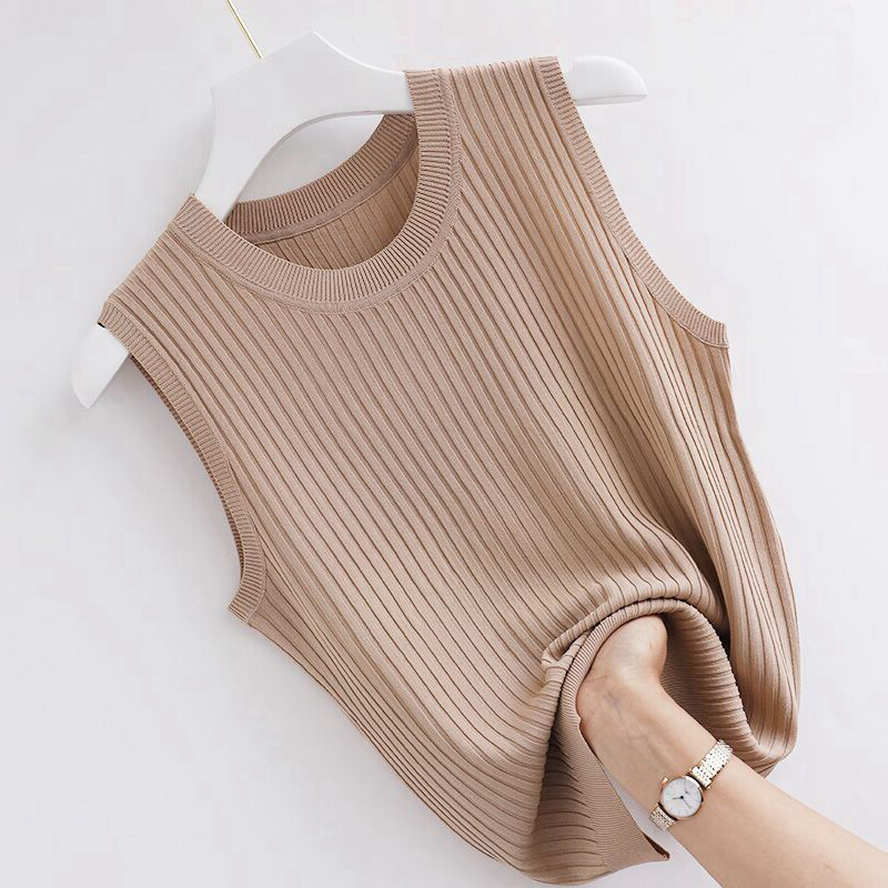 คอกลม Camisole ผู้หญิงสไตล์ใหม่ All-Match Slimmer ดูบาง Bottoming เสื้อ