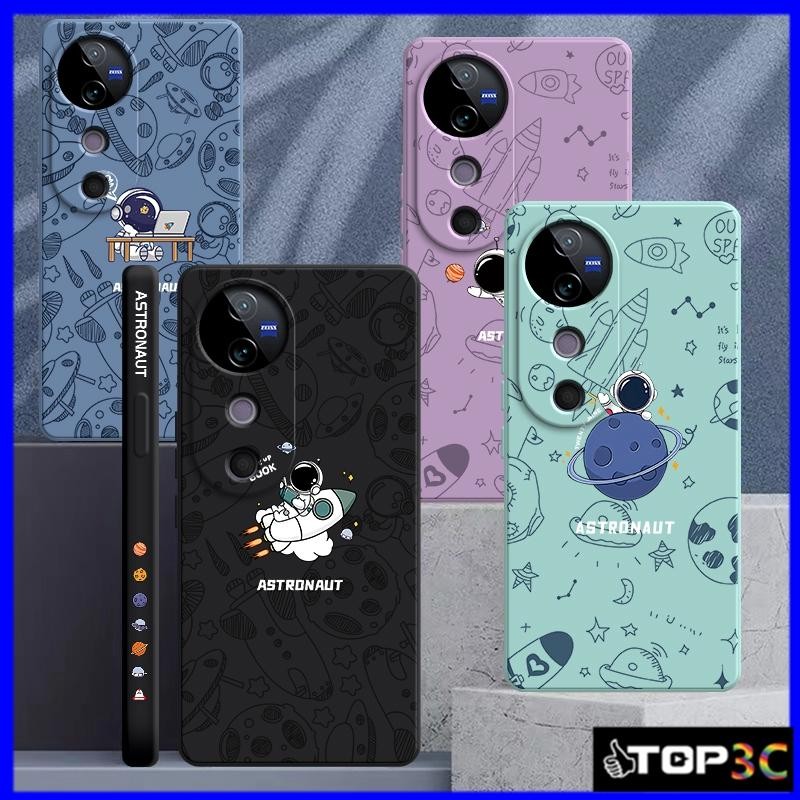 เคส Vivo V40 Pro 5G/V30E 5G / V29 5G/V29E/V27/V30 Pro/V40 5G การ์ตูน Planet นักบินอวกาศภาพประกอบซิลิโคนเคสโทรศัพท์ TKA